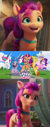 Size: 246x622 | Tagged: safe, edit, edited screencap, imported from derpibooru, screencap, hitch trailblazer, izzy moonbow, pipp petals, sunny starscout, zipp storm, earth pony, pegasus, pony, unicorn, spoiler:my little pony: a new generation, drama, g5, happy, mane five (g5), mane stripe sunny, my little pony: a new generation, my little pony: tell your tale, tell your tale drama, upset