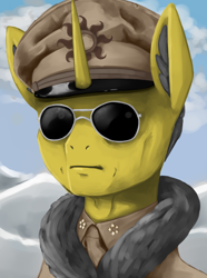 Size: 3120x4200 | Tagged: safe, artist:闪电_lightning, imported from derpibooru, oc, oc only, oc:kelwell scott, unicorn, equestria at war mod, douglas macarthur, sunglasses