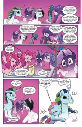 Size: 1988x3056 | Tagged: safe, idw, imported from derpibooru, ocellus, pinkie pie, changedling, changeling, human, pegasus, pony, unicorn, black belle, clothes, comic, crying, dyre, fading, female, g1, grackle, mare, my little pony: generations, north star (g1), shadow storm, shirt, speech bubble, violet shiver