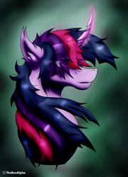 Size: 1580x2192 | Tagged: safe, artist:thebenalpha, imported from derpibooru, twilight sparkle, alicorn, bust, ear fluff, portrait, simple background, twilight sparkle (alicorn), why the long face