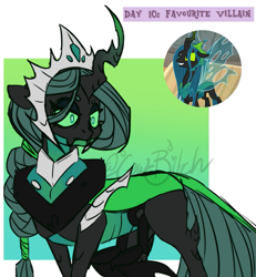 Size: 767x829 | Tagged: safe, artist:sunfloweret, imported from derpibooru, queen chrysalis, changeling, alternate design, februpony, solo