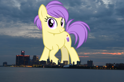 Size: 1900x1258 | Tagged: safe, artist:cheezedoodle96, artist:thegiantponyfan, edit, imported from derpibooru, berry sweet, earth pony, pony, detroit, female, friendship student, giant pony, giant/macro earth pony, giantess, highrise ponies, irl, macro, mare, mega giant, michigan, photo, ponies in real life, story included