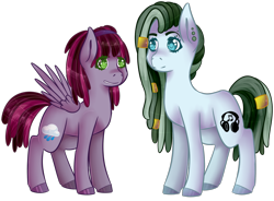 Size: 1798x1320 | Tagged: safe, artist:kittenburger3, imported from derpibooru, oc, earth pony, pegasus, pony, duo, earth pony oc, female, pegasus oc, simple background, transparent background