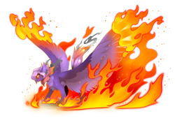 Size: 4692x3227 | Tagged: safe, artist:taiga-blackfield, imported from derpibooru, oc, oc only, oc:ardent dusk, bat pony, hybrid, pegasus, pony, chest fluff, ear fluff, ear tufts, ears back, eyelashes, fangs, female, fiery wings, fire, fire magic, glowing, glowing eyes, large wings, lidded eyes, mare, pegabat, raised tail, simple background, smiling, smirk, smoke, solo, spread wings, tail, transparent background, wings