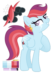 Size: 786x1017 | Tagged: safe, artist:monochrome-sunsets, imported from derpibooru, oc, oc only, pegasus, pony, ear piercing, eyelashes, female, folded wings, full body, grin, hoof on chest, hooves, lidded eyes, magical lesbian spawn, mare, multicolored mane, multicolored tail, offspring, parent:rainbow dash, parent:zipp storm, parents:zippdash, pegasus oc, piercing, show accurate, simple background, smiling, solo, standing, tail, transparent background, wings
