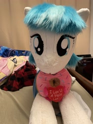 Size: 3024x4032 | Tagged: safe, coco pommel, fluttershy, earth pony, pony, coco is an anal slut, donut, female, food, holiday, implied ponut, mare, plushie, valentine's day