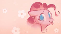 Size: 1662x928 | Tagged: safe, artist:mirroredsea, imported from derpibooru, pinkie pie, earth pony, pony, bust, female, flower, heart, looking at you, mare, solo, tongue out