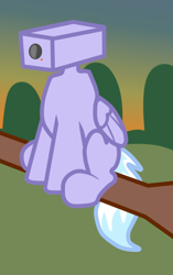 Size: 372x592 | Tagged: safe, artist:neuro, cloudchaser, pegasus, pony, camera, cctv, female, mare, sitting, solo, tree branch, wings