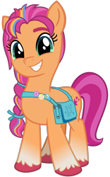 Size: 2000x3200 | Tagged: safe, artist:cheezedoodle96, imported from derpibooru, sunny starscout, earth pony, pony, .svg available, braid, cute, female, g4, g5, g5 to g4, looking at you, mane stripe sunny, mare, multicolored hair, my little pony: a new generation, rainbow hair, simple background, smiling, smiling at you, solo, sunnybetes, svg, transparent background, vector, vector trace