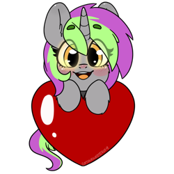 Size: 700x700 | Tagged: safe, artist:cottonsweets, imported from derpibooru, oc, oc only, oc:frenzy nuke, pony, unicorn, collar, emoji, happy, heart, simple background, solo, transparent background