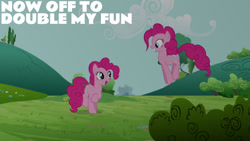 Size: 1280x720 | Tagged: safe, edit, edited screencap, editor:quoterific, imported from derpibooru, screencap, pinkie pie, earth pony, pony, season 3, too many pinkie pies, cute, diapinkes, female, grin, mare, open mouth, open smile, pinkie being pinkie, ponk, self paradox, self ponidox, smiling