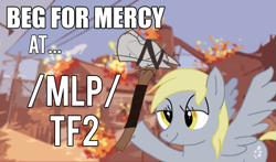 Size: 955x563 | Tagged: safe, imported from derpibooru, derpy hooves, /mlp/, /mlp/ tf2 general, axtinguisher, team fortress 2