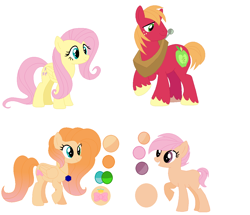 Size: 1166x1004 | Tagged: safe, artist:mlplpstoycustoms, imported from derpibooru, big macintosh, fluttershy, oc, earth pony, pegasus, pony, base used, color palette, family, female, fluttermac, male, offspring, parent:big macintosh, parent:fluttershy, parents:fluttermac, shipping, simple background, straight, white background