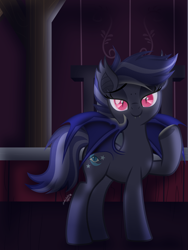 Size: 4427x5895 | Tagged: safe, artist:lincolnbrewsterfan, imported from derpibooru, oc, oc:night watch, bat pony, pony, harvesting memories, my little pony: the movie, spoiler:harvesting memories, .svg available, 100, barn, bat ears, bat eyes, bat wings, beautiful, beautiful eyes, bedroom eyes, blue mane, blue tail, colored pupils, colored wings, cute, cute little fangs, eye, fangs, female, flourish, freckles, glowing, glowing eyes, grin, heart, highlights, hoof heart, indoors, inkscape, lidded eyes, looking at you, mare, milestone, movie accurate, nc-tv signature, night, pink eyes, raised hoof, shading, shadow, signature, simple background, slit pupils, smiling, smiling at you, solo, spread wings, stall, striped mane, striped tail, svg, tail, two toned mane, two toned tail, two toned wings, vector, window, wings, wood