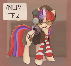 Size: 1500x1382 | Tagged: safe, imported from derpibooru, moondancer, pony, unicorn, /mlp/, /mlp/ tf2 general, female, magic, magic aura, mare, sniper, team fortress 2, telekinesis