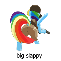 Size: 1024x1024 | Tagged: artist needed, safe, imported from derpibooru, rainbow dash, pegasus, pony, butt, crossover, female, implied tail hole, large butt, mare, plot, rainbow scout, rainbutt dash, scout, team fortress 2, weapon