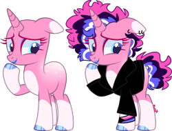 Size: 2846x2158 | Tagged: safe, artist:kurosawakuro, imported from derpibooru, oc, pony, unicorn, clothes, coat markings, ear piercing, earring, female, jacket, jewelry, lipstick, mare, piercing, simple background, socks (coat markings), solo, transparent background