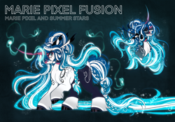 Size: 3560x2480 | Tagged: safe, artist:inspiredpixels, imported from derpibooru, oc, oc:marie pixel, oc:summer stars, pony, unicorn, female, fusion, mare, solo