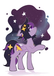 Size: 636x900 | Tagged: safe, artist:snow angel, imported from derpibooru, oc, oc only, pegasus, pony, colored wings, female, looking up, mare, multicolored wings, simple background, solo, stars, white background, wings