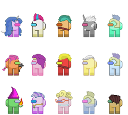 Size: 640x576 | Tagged: safe, artist:derek the metagamer, imported from derpibooru, hitch trailblazer, izzy moonbow, pipp petals, queen haven, sprout cloverleaf, sunny starscout, zipp storm, oc, oc:green crewmage, earth pony, pegasus, pony, unicorn, 2d, alphabittle blossomforth, among us, aseprite, crewmate, g5, impostor, jasper, mane five (g5), my little pony: a new generation, new mane six (g5), phyllis cloverleaf, pippasprite, pixel art, royal guard, rule 85, simple background, skye silver, spacesuit, thunder flap, transparent background, zoom zephyrwing