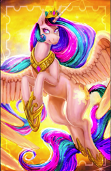 Size: 553x849 | Tagged: safe, artist:may-li128, imported from derpibooru, princess celestia, alicorn, pony, female, solo, spread wings, wings
