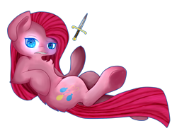 Size: 1600x1200 | Tagged: safe, artist:kittenburger3, imported from derpibooru, pinkie pie, earth pony, pony, dagger, female, glowing, glowing eyes, knife, pinkamena diane pie, simple background, solo, transparent background, weapon