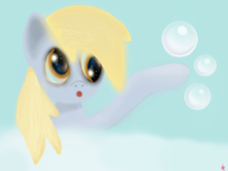 Size: 1600x1200 | Tagged: safe, artist:bel-art606, artist:electric-television, imported from derpibooru, derpy hooves, pegasus, pony, bubble, female, mare, solo