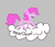 Size: 143x123 | Tagged: safe, artist:anonymous, pinkie pie, earth pony, pony, aggie.io, cloud, female, lowres, mare, simple background, smiling, solo, text, walking on clouds