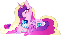 Size: 1280x749 | Tagged: safe, artist:maximumpiracy, imported from derpibooru, princess cadance, alicorn, pony, baby, baby pony, base used, duo, lying down, male, offspring, parent:princess cadance, parent:shining armor, parents:shiningcadance, prone, simple background, transparent background