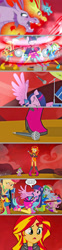 Size: 920x3697 | Tagged: safe, artist:silverbuller, edit, edited screencap, imported from derpibooru, screencap, adagio dazzle, applejack, aria blaze, fluttershy, rainbow dash, sonata dusk, spike, sunset shimmer, twilight sparkle, dog, siren, equestria girls, rainbow rocks, clothes, comic, jacket, platform shoes, ponied up, screencap comic, shirt, shoes, skirt, speech bubble, spike the dog, the dazzlings