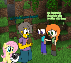 Size: 800x715 | Tagged: safe, artist:haileykitty69, imported from derpibooru, fluttershy, bear, human, panda, pegasus, alex, cocoa beans, minecraft, seymour skinner, steve, the simpsons