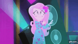 Size: 640x360 | Tagged: safe, imported from derpibooru, screencap, fluttershy, equestria girls, equestria girls series, the last drop, the last drop: fluttershy, spoiler:eqg series (season 2), animated, blushing, dancing, female, geode of fauna, gif, gifs.com, magical geodes, music festival outfit, solo