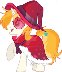 Size: 1280x1472 | Tagged: safe, artist:tired-horse-studios, imported from derpibooru, oc, oc only, pony, unicorn, clothes, deviantart watermark, full body, hat, horn, male, obtrusive watermark, offspring, open mouth, open smile, parent:sunburst, parent:vinyl scratch, raised hoof, simple background, smiling, solo, stallion, standing, tail, transparent background, unicorn oc, watermark, wizard hat