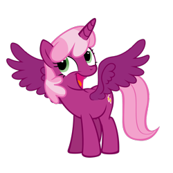 Size: 1500x1500 | Tagged: safe, artist:lil' pegasus, imported from derpibooru, cheerilee, alicorn, pony, alicornified, cheericorn, female, full body, green eyes, hooves, horn, looking up, mare, open mouth, open smile, race swap, simple background, smiling, solo, spread wings, standing, tail, transparent background, two toned mane, vector, wings