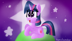 Size: 3840x2160 | Tagged: safe, artist:llamalauncher, imported from derpibooru, twilight sparkle, pony, unicorn, female, solo, starry eyes, stars, unicorn twilight, wingding eyes