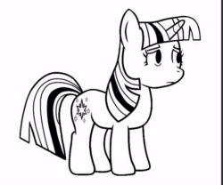 Size: 600x499 | Tagged: safe, artist:horses are fuckin weird, imported from derpibooru, twilight sparkle, pony, unicorn, animated, black and white, female, friday night funkin', gif, grayscale, looking up, mare, mod, monochrome, raised hoof, sad, simple background, unicorn twilight, whistle, whistling, white background