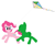 Size: 471x384 | Tagged: safe, artist:wafflecakes, pinkie pie, oc:anonstallion, earth pony, pony, anonpone, kite, open mouth, running, simple background, smiling