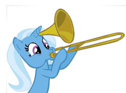 Size: 860x636 | Tagged: safe, artist:leonardo51105, edit, edited screencap, imported from derpibooru, screencap, trixie, pony, unicorn, doot, musical instrument, recolor, simple background, solo, transparent background, trombone