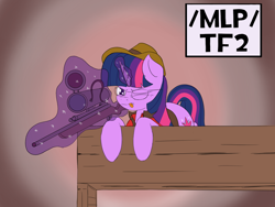 Size: 1600x1200 | Tagged: safe, imported from derpibooru, twilight sparkle, pony, unicorn, /mlp/, /mlp/ tf2 general, gun, magic, magic aura, rifle, sniper, sniper rifle, solo, team fortress 2, telekinesis, twilight sniper, unicorn twilight, weapon