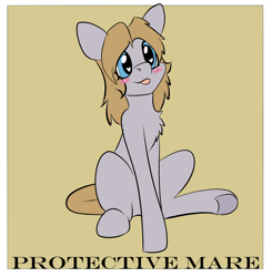 Size: 1632x1664 | Tagged: safe, artist:brainiac, imported from derpibooru, part of a set, oc, oc:gray star, earth pony, pony, collar, female, mare, meme, no context, protective mare (set), solo