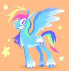 Size: 2376x2432 | Tagged: safe, artist:novapaints, imported from derpibooru, rainbow dash, pegasus, pony, grin, high res, looking at you, smiling, solo, spread wings, wings