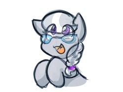 Size: 792x591 | Tagged: safe, artist:zutcha, imported from derpibooru, silver spoon, earth pony, pony, :3, eye clipping through hair, glasses, smiling, solo