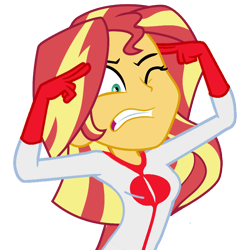 Size: 768x768 | Tagged: safe, artist:thatradhedgehog, imported from derpibooru, sunset shimmer, equestria girls, gritted teeth, invincible, meme, omni-man, one eye closed, simple background, think mark, transparent background