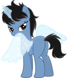 Size: 2279x2593 | Tagged: safe, artist:tanahgrogot, imported from derpibooru, oc, oc only, oc:siti shafiyyah, pony, unicorn, derpibooru community collaboration, 2022 community collab, base used, bedroom eyes, butt, female, glowing, glowing horn, high res, hooves, horn, looking at you, looking back, looking back at you, mare, medibang paint, plot, simple background, smiling, smiling at you, solo, standing, sultry pose, tail, transparent background, unicorn oc, wings