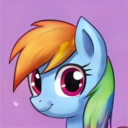 Size: 1024x1024 | Tagged: safe, imported from derpibooru, rainbow dash, pegasus, pony, ai content, ai generated, bust, generator:thisponydoesnotexist, not rainbow dash, portrait, smiling, solo