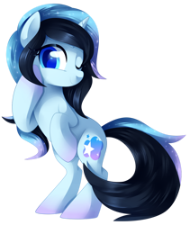Size: 1024x1213 | Tagged: safe, artist:xnightmelody, imported from derpibooru, oc, oc only, oc:stardust, pony, unicorn, bipedal, female, full body, hooves, horn, mare, one eye closed, shading, simple background, smiling, solo, standing, tail, transparent background, unicorn oc