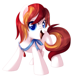 Size: 1024x1069 | Tagged: safe, artist:xnightmelody, imported from derpibooru, oc, oc only, oc:ruby hop, earth pony, pony, commission, commissioner:banifi, earth pony oc, female, freckles, open mouth, simple background, solo, transparent background