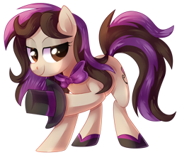 Size: 1024x891 | Tagged: safe, artist:xnightmelody, imported from derpibooru, oc, oc only, oc:bowtie, earth pony, pony, bowing, bowtie, commission, commissioner:thebowtieone, earth pony oc, female, simple background, solo, transparent background