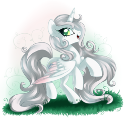 Size: 1024x958 | Tagged: safe, artist:xnightmelody, imported from derpibooru, oc, oc only, alicorn, pony, alicorn oc, female, horn, open mouth, partial background, simple background, solo, transparent background, wings
