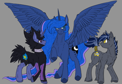 Size: 959x662 | Tagged: safe, imported from derpibooru, princess luna, oc, oc:hazy spark, oc:silver star, group shot